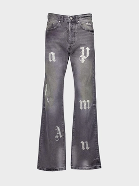 Black Loose Fit Jeans with Logo Print Bottoms Mens - cheap mens shorts online