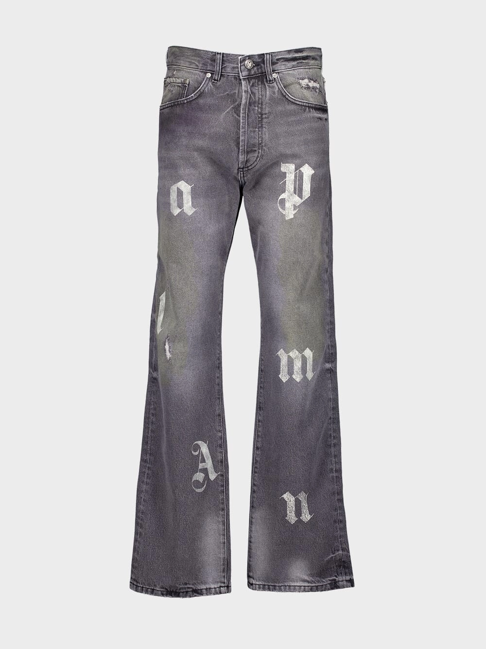Black Loose Fit Jeans with Logo Print Bottoms Mens - cheap mens shorts online
