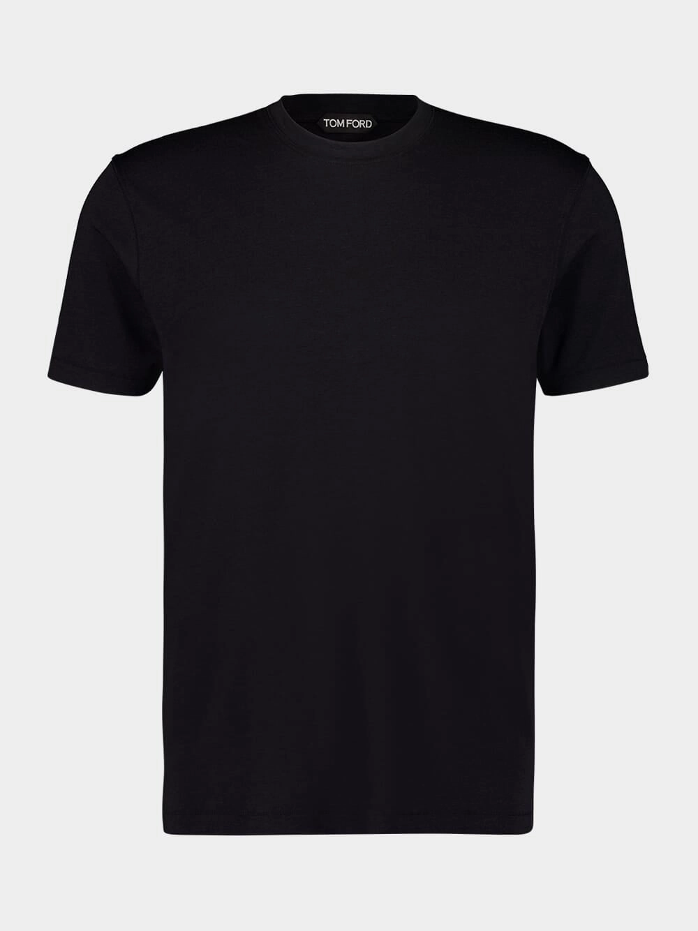 Black Lyocell Cotton T-Shirt Tops Mens - flannel shirts