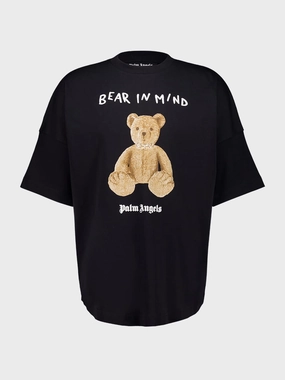 Black Oversized Bear in Mind T-Shirt Tops Mens - flannel shirts