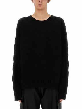 Black Oversized Sweater With Ribbed Neckline designer sweaters outlet