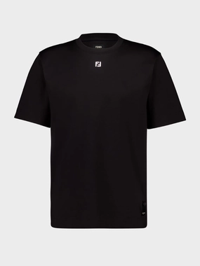 Black Oversized T-Shirt with FF Detail Tops Mens - flannel shirts