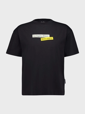 Black PA x LA Times Logo T-Shirt Tops Mens - flannel shirts