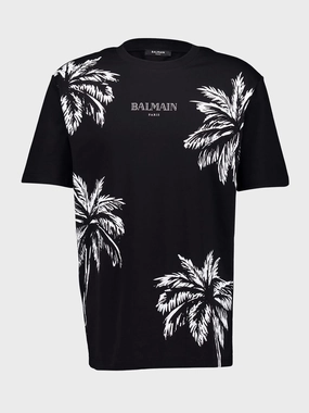 Black Palm Tree Print T-Shirt Tops Mens - flannel shirts