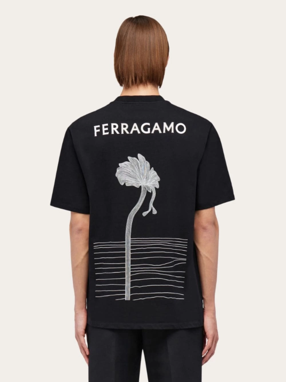 Black Printed Cotton T-Shirt