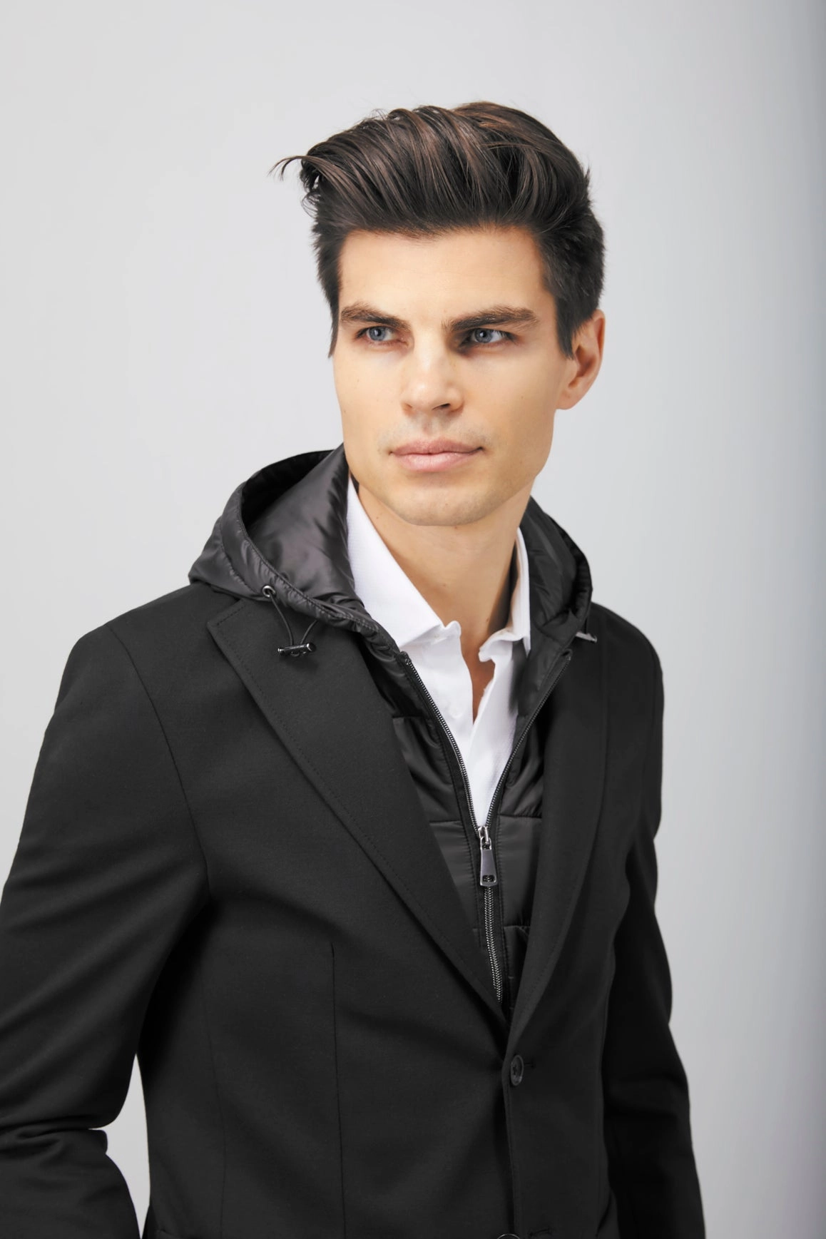 Black Puffer Hood Sportcoat