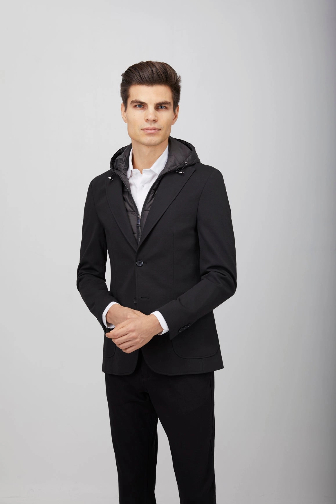 Black Puffer Hood Sportcoat