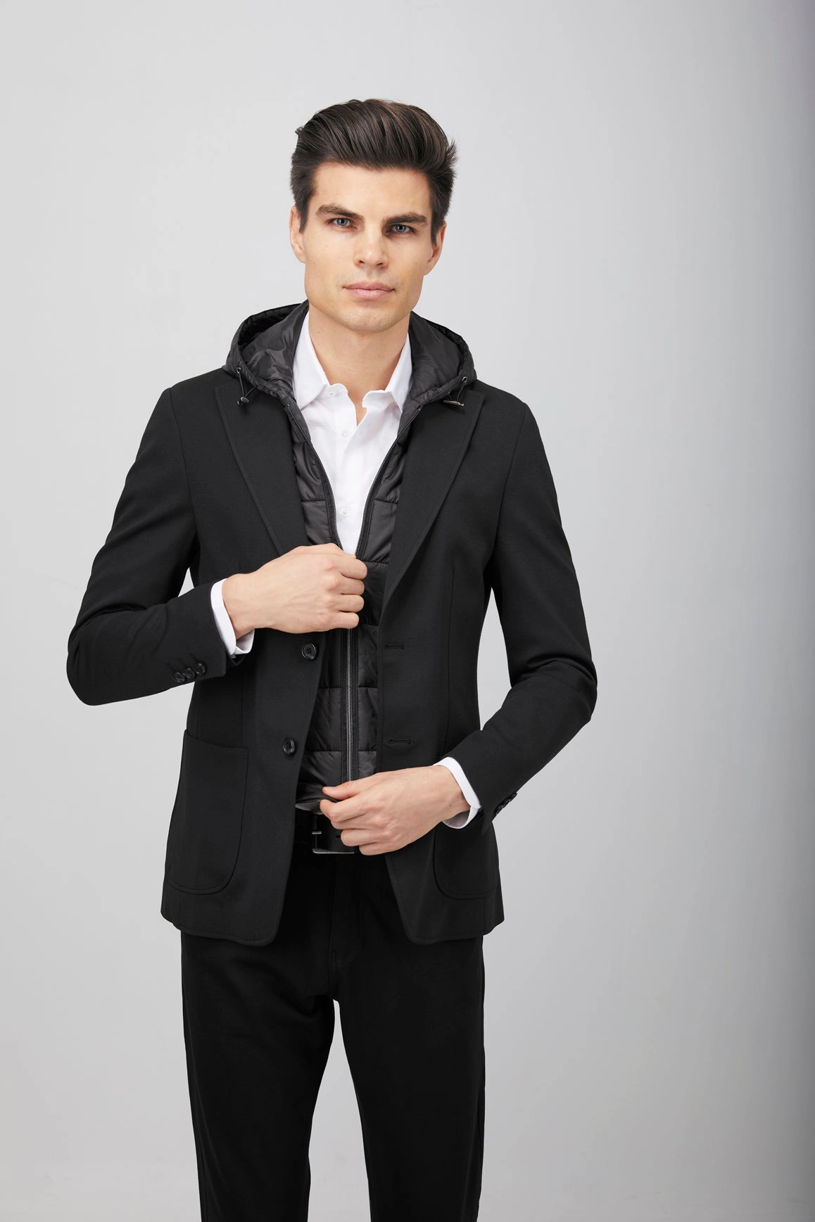 Black Puffer Hood Sportcoat
