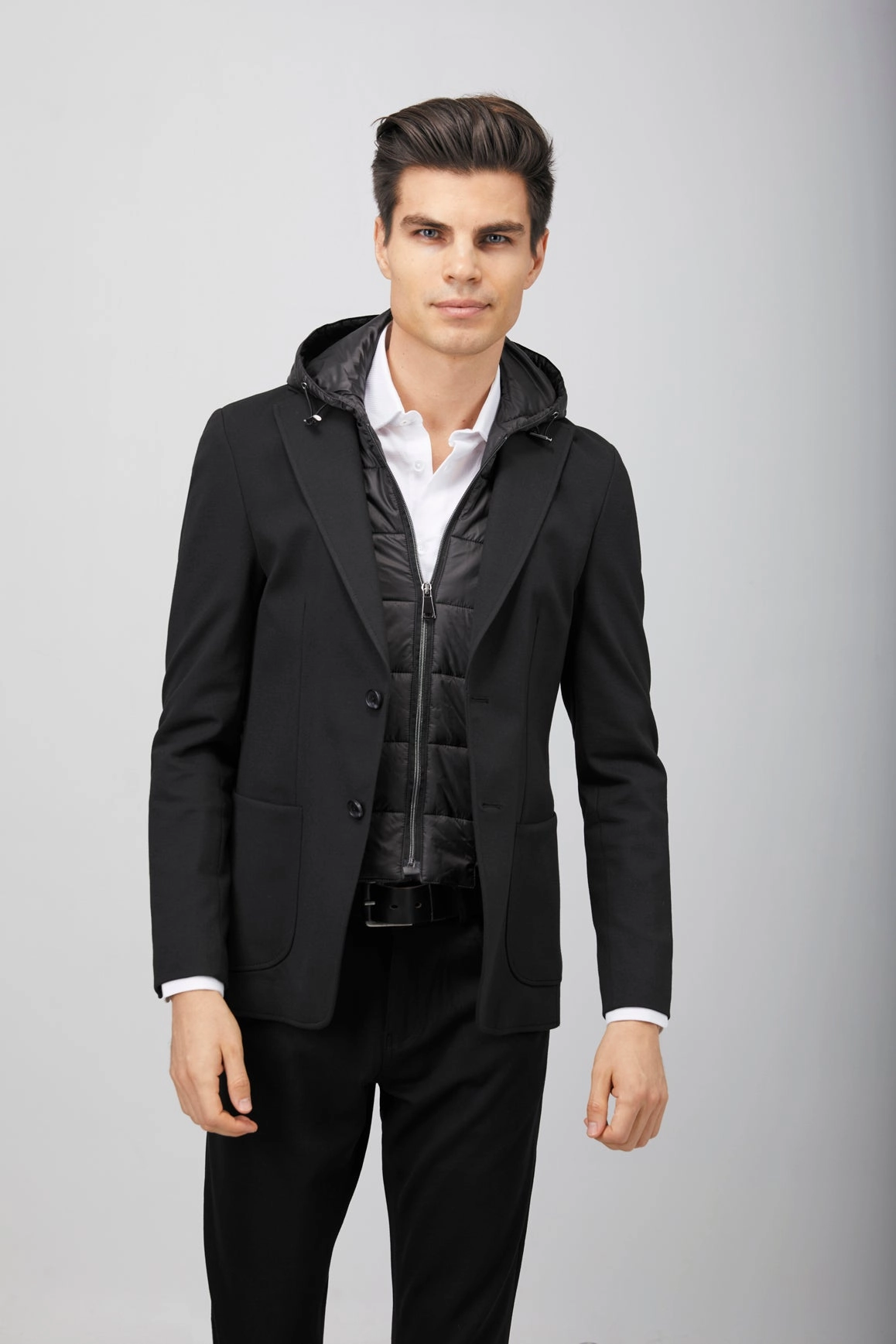 Black Puffer Hood Sportcoat