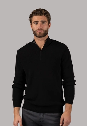 Black Quarter Zip chunky knit discount