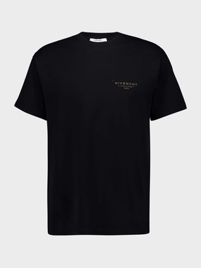 Black Regular Fit Cotton Logo T-Shirt Tops Mens - flannel shirts