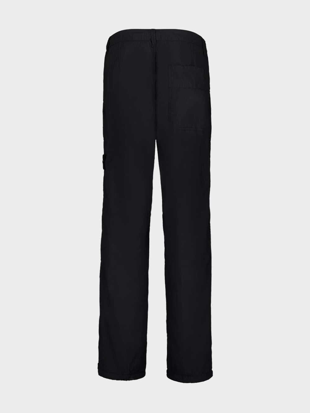 Black Relaxed Fit Ghost Nylon Trousers