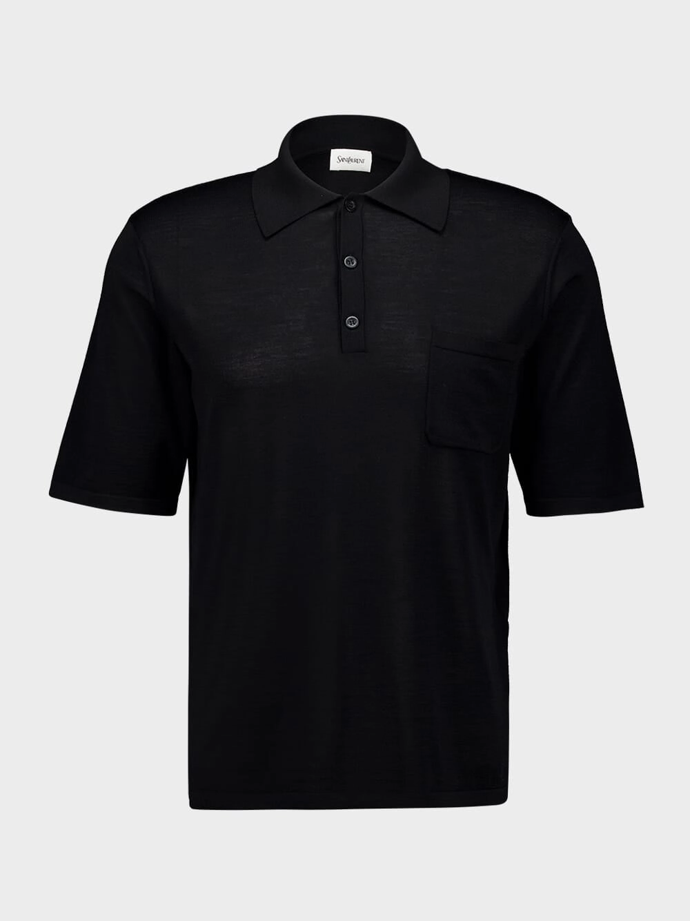 Black Short-Sleeved Wool Polo Shirt Tops Mens - men's t-shirts outlet