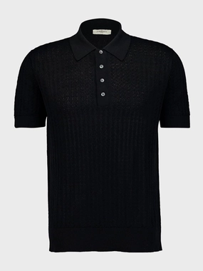 Black Silk Linen Blend Polo Shirt Tops Mens - men's t-shirts outlet