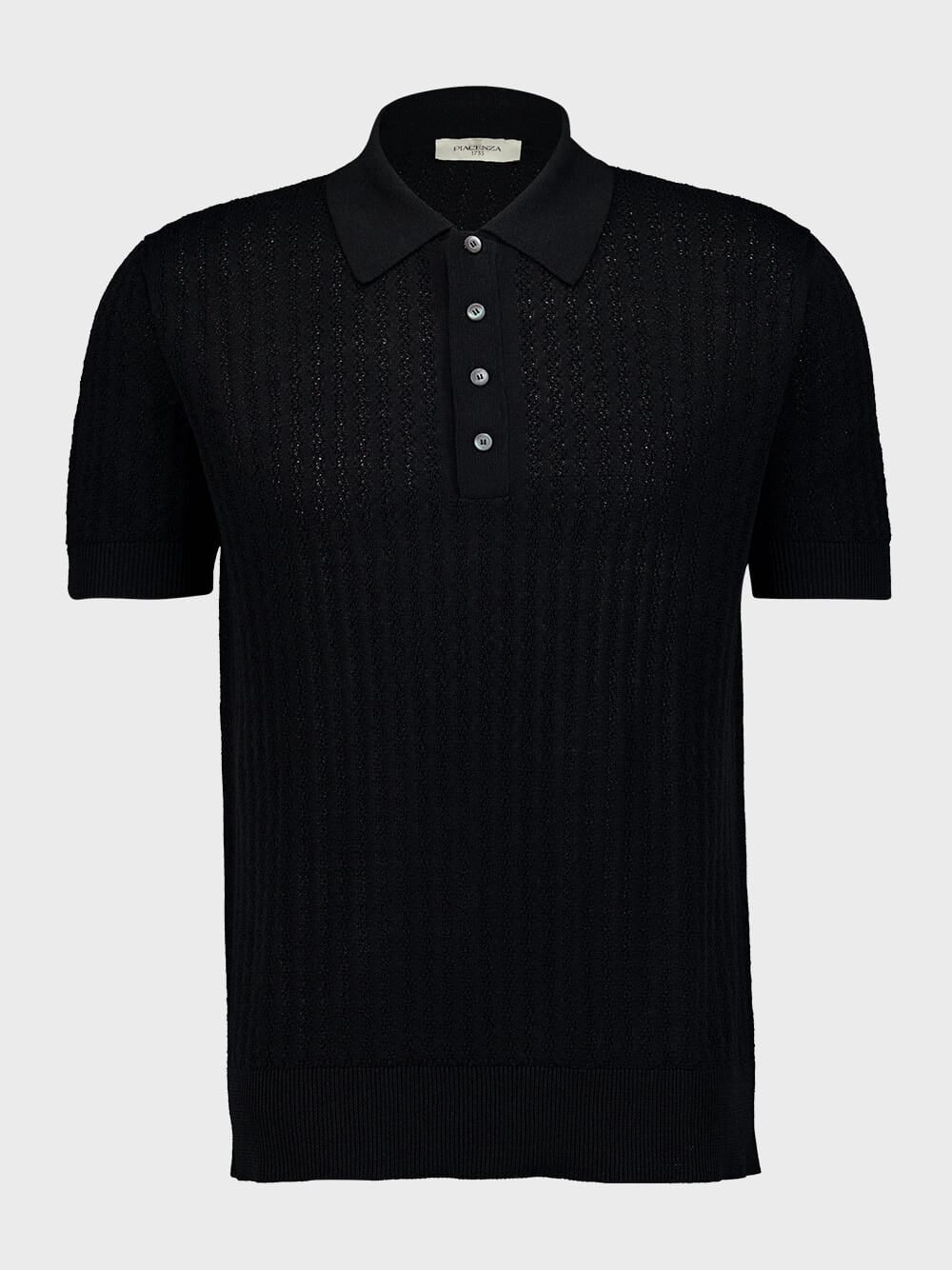 Black Silk Linen Blend Polo Shirt Tops Mens - men's t-shirts outlet