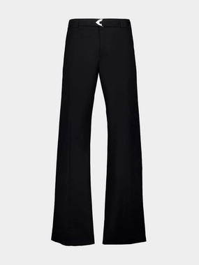 Black Straight-Fit Trousers with Belt Bottoms Mens - cheap mens shorts online