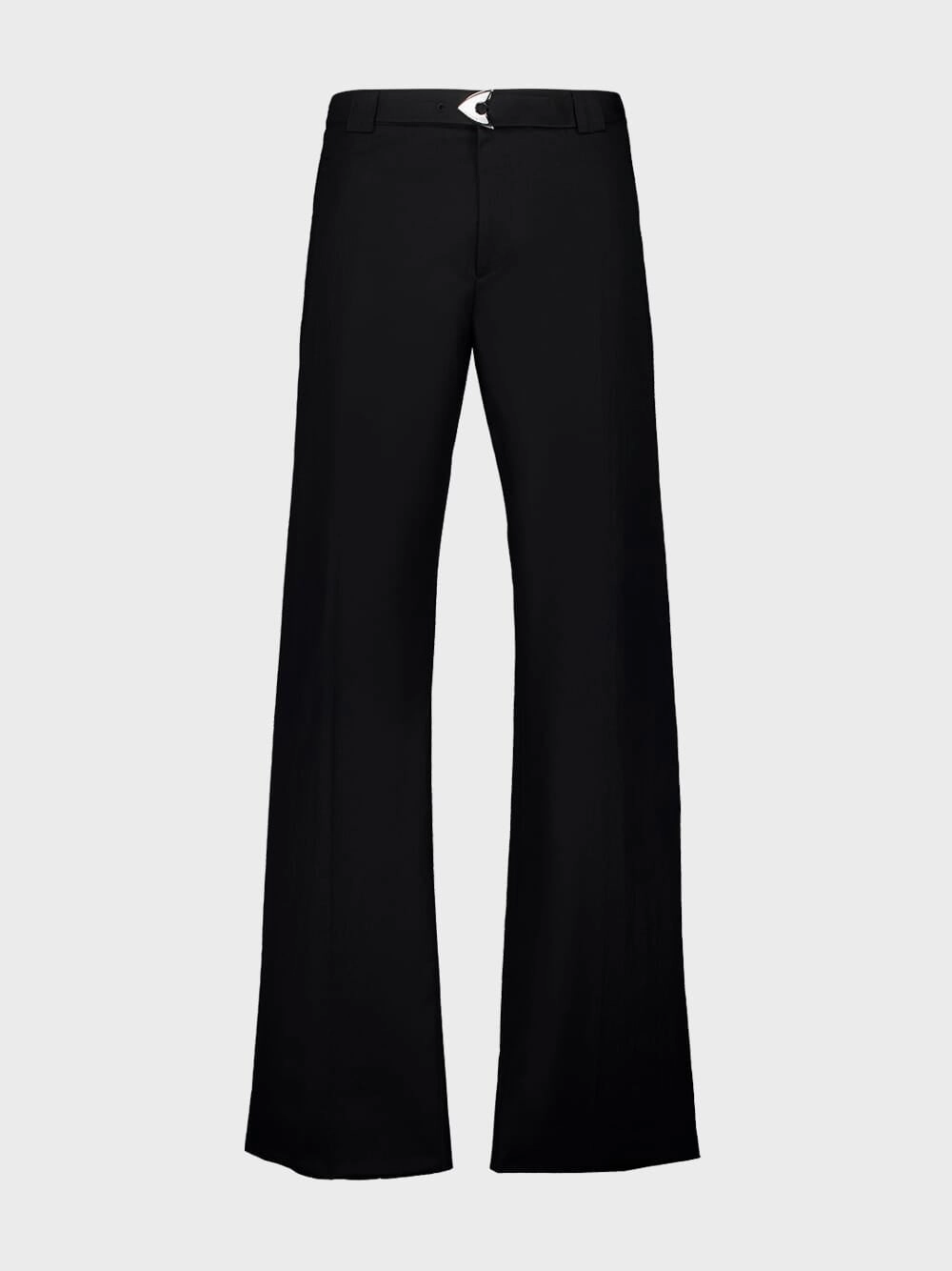 Black Straight-Fit Trousers with Belt Bottoms Mens - cheap mens shorts online