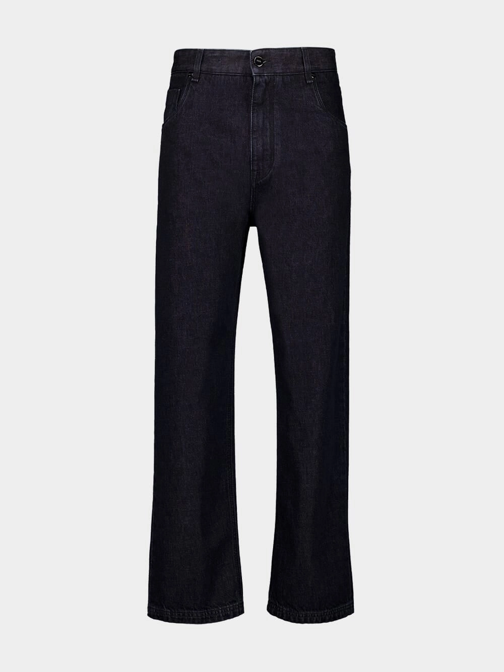 Black Straight-Leg Jeans with FF Turn-Up Hem Bottoms Mens - cheap mens shorts online