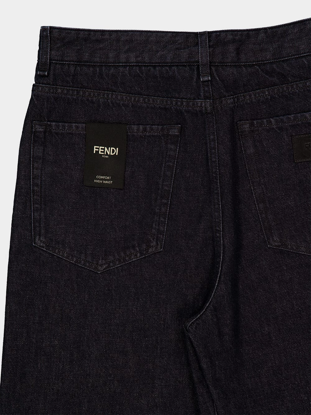 Black Straight-Leg Jeans with FF Turn-Up Hem
