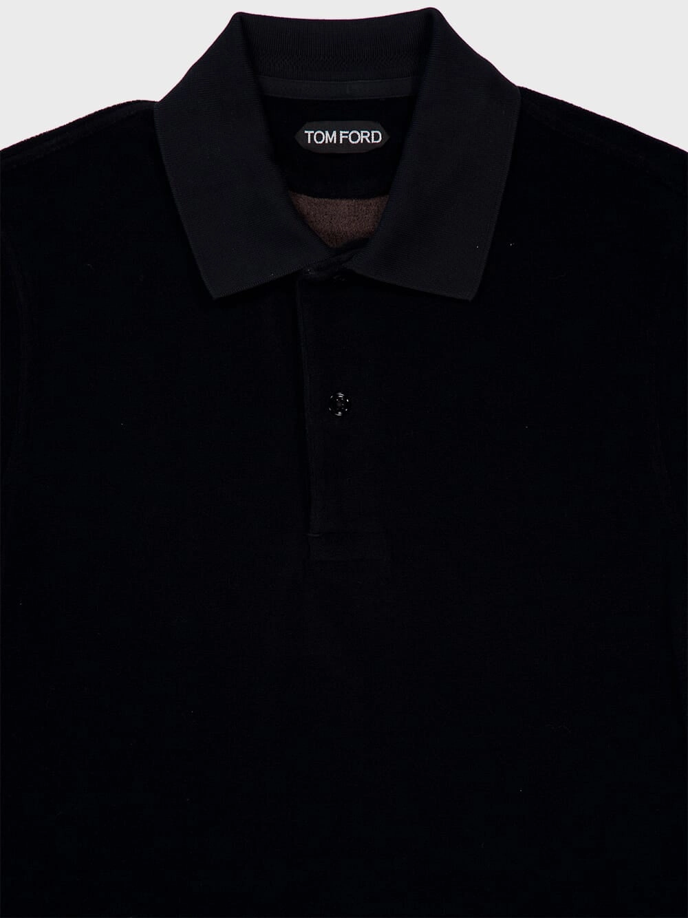 Black Towelling Cotton Polo Shirt