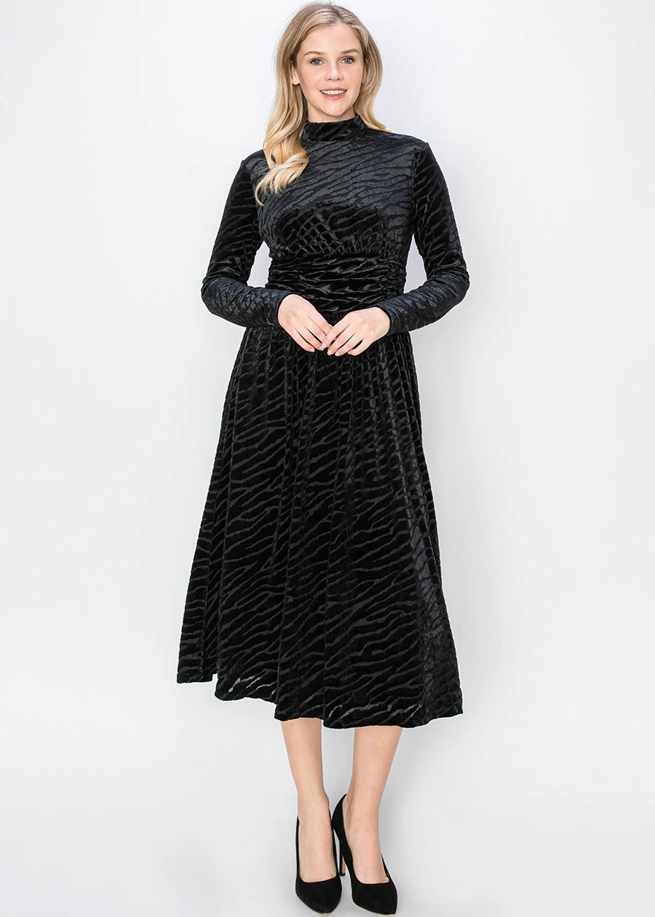 Black Velvet Midi Dress