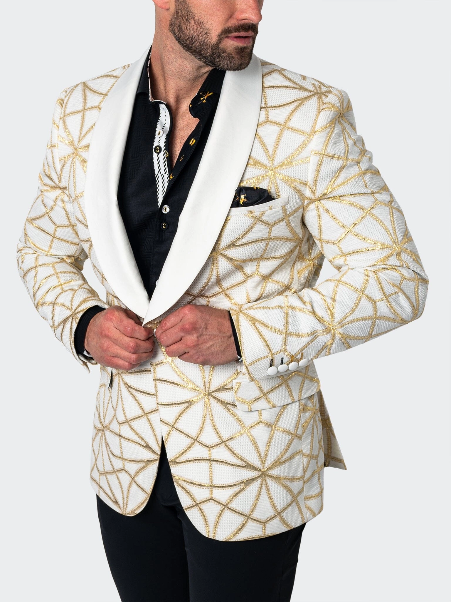 Blazer Shawl CeremonialGold White