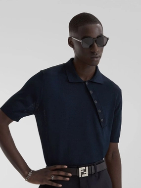 Blue Asymmetric Button Polo Shirt Tops Mens - men's t-shirts outlet