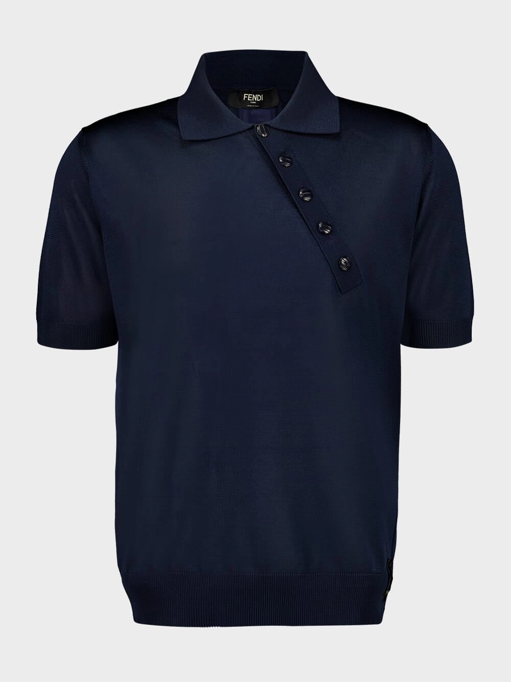 Blue Asymmetric Button Polo Shirt