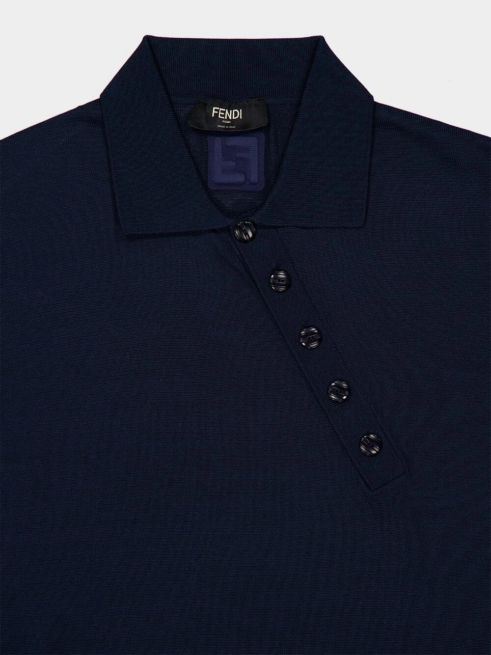 Blue Asymmetric Button Polo Shirt