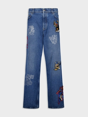 Blue Character Diag Straight Jeans Bottoms Mens - cheap mens shorts online