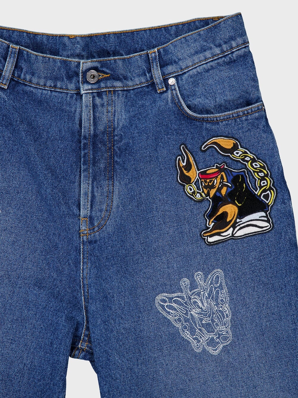 Blue Character Diag Straight Jeans