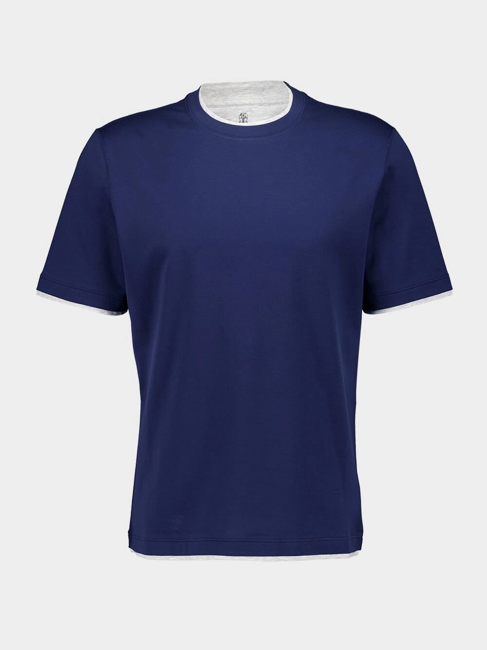 Blue Cotton Jersey T-Shirt with Faux-Layering Tops Mens - flannel shirts