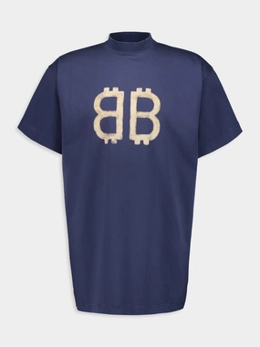 Blue Crypto Oversized T-Shirt Tops Mens - flannel shirts