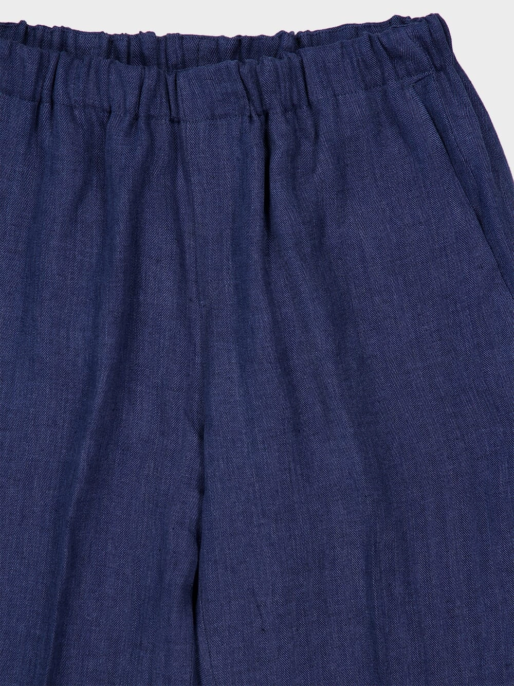 Blue Linen Straight-Leg Trousers