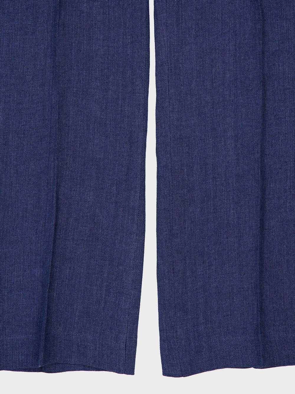 Blue Linen Straight-Leg Trousers