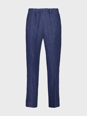 Blue Linen Straight-Leg Trousers Bottoms Mens - cheap mens shorts online