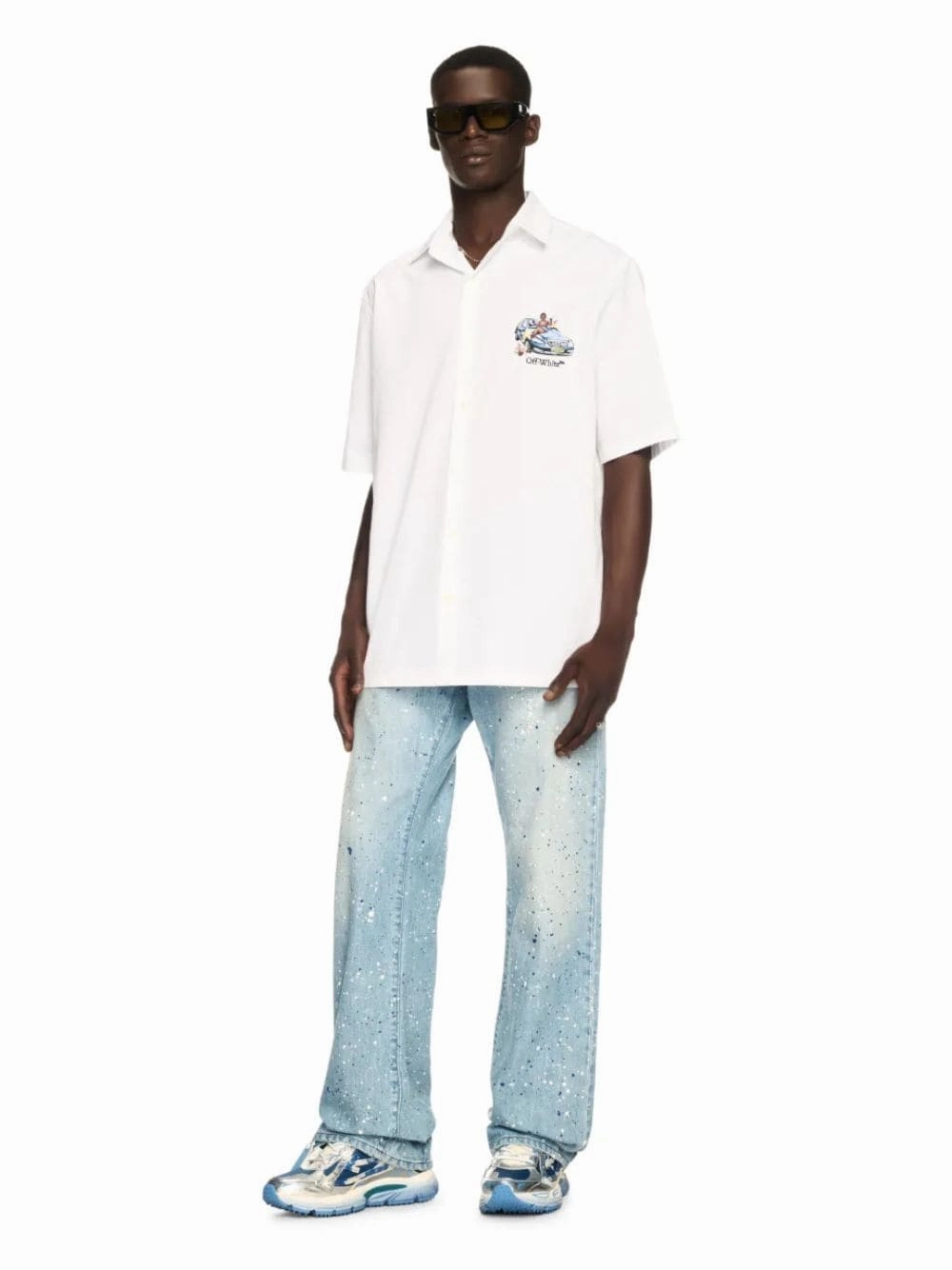 Blue Paint Effect Relaxed-Fit Jeans
