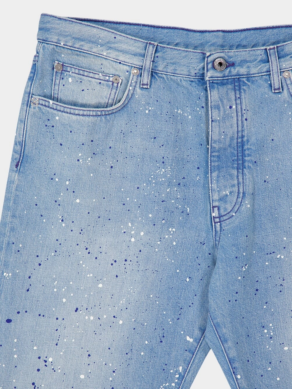 Blue Paint Effect Relaxed-Fit Jeans