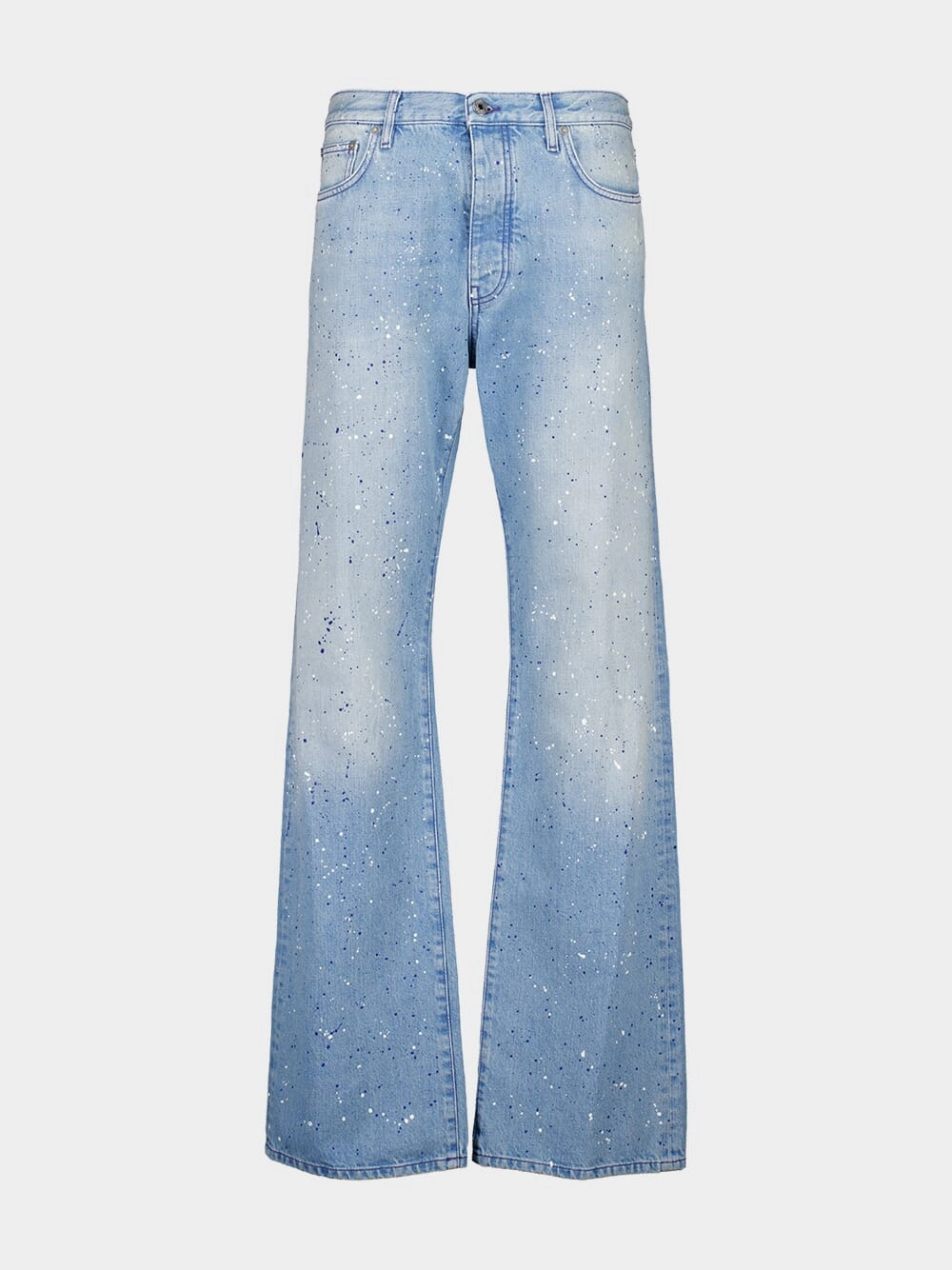 Blue Paint Effect Relaxed-Fit Jeans Bottoms Mens - cheap mens shorts online
