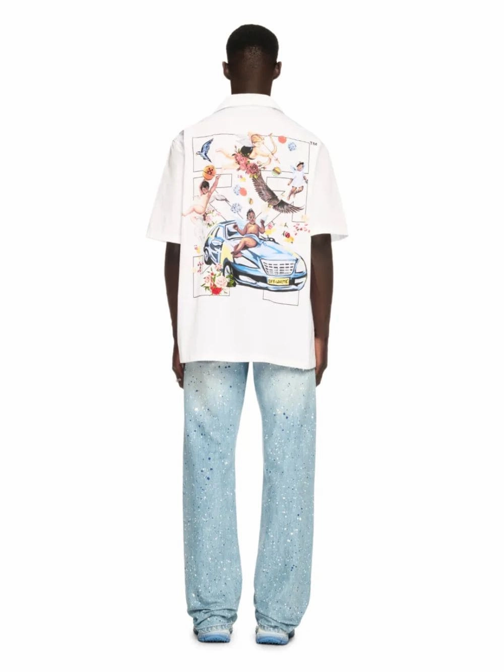 Blue Paint Effect Relaxed-Fit Jeans