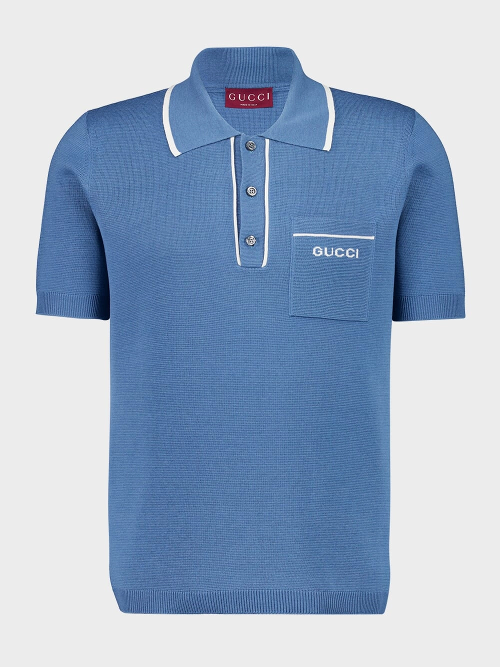 Blue Silk-Cotton Short-Sleeve Polo Tops Mens - men's t-shirts outlet