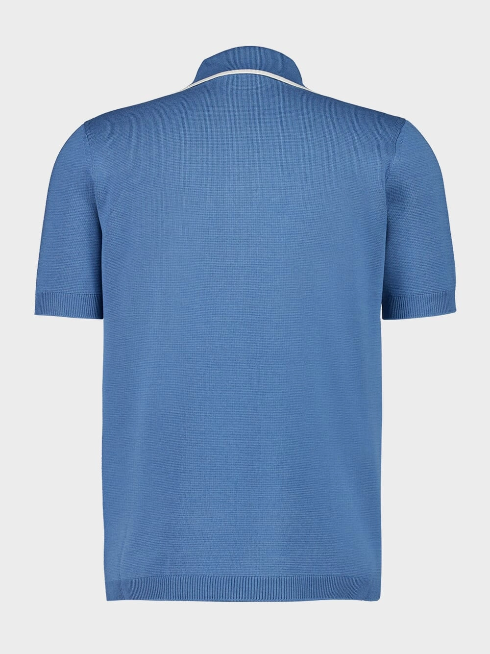 Blue Silk-Cotton Short-Sleeve Polo