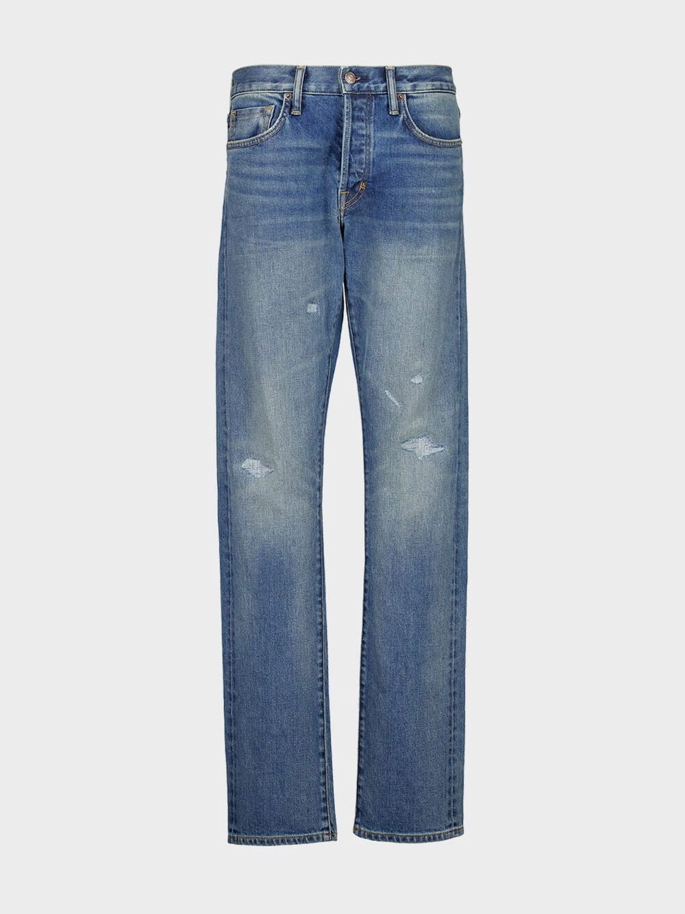 Blue Straight-Fit Selvedge Denim Jeans Bottoms Mens - cheap mens shorts online