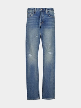 Blue Straight-Fit Selvedge Denim Jeans Bottoms Mens - cheap mens shorts online