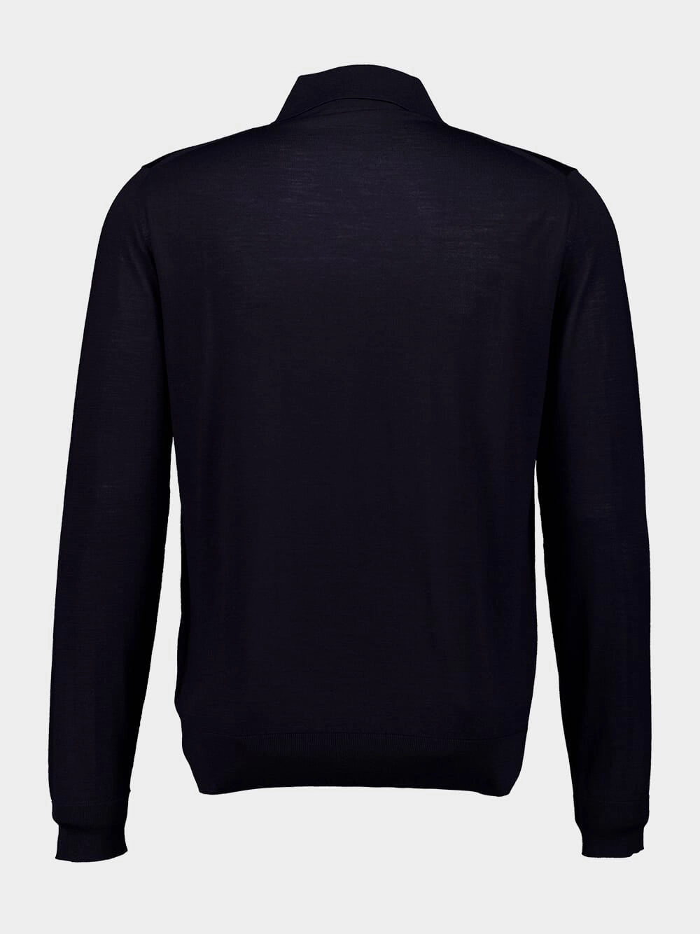 Blue Superfine Wool Polo Shirt