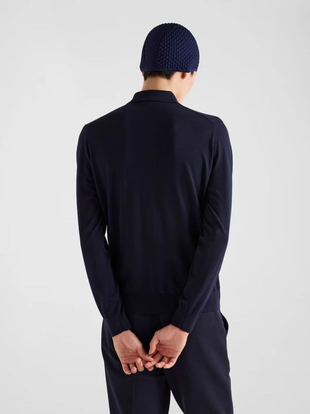 Blue Superfine Wool Polo Shirt