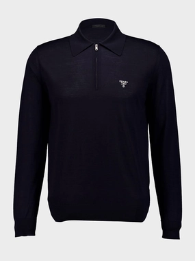 Blue Superfine Wool Polo Shirt Tops Mens - men's t-shirts outlet