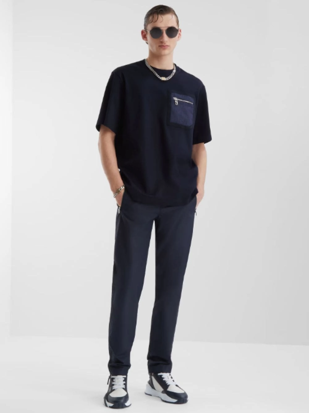 Blue Technical Cotton Trousers