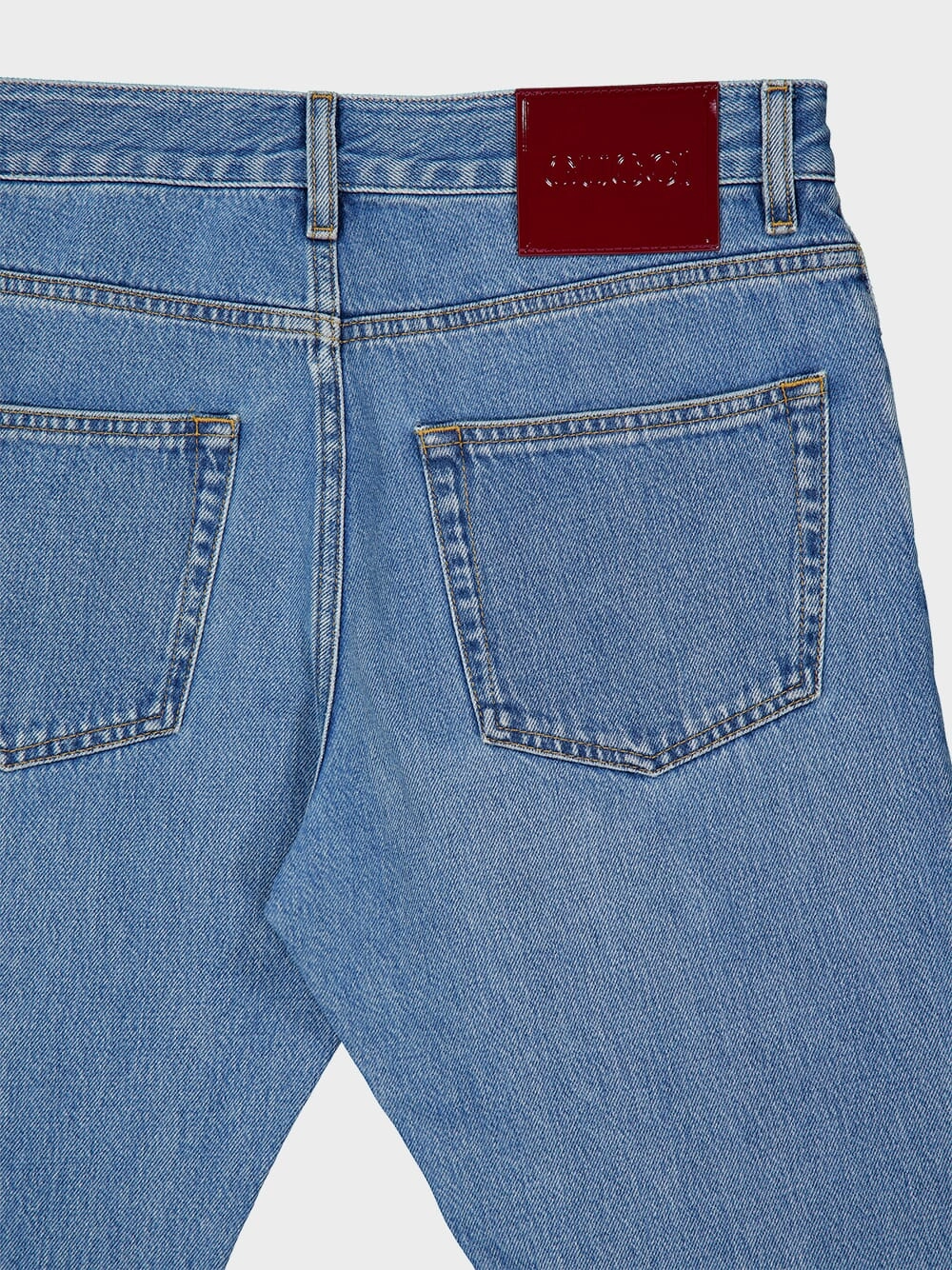 Blue Washed Denim Jeans with Web Detail