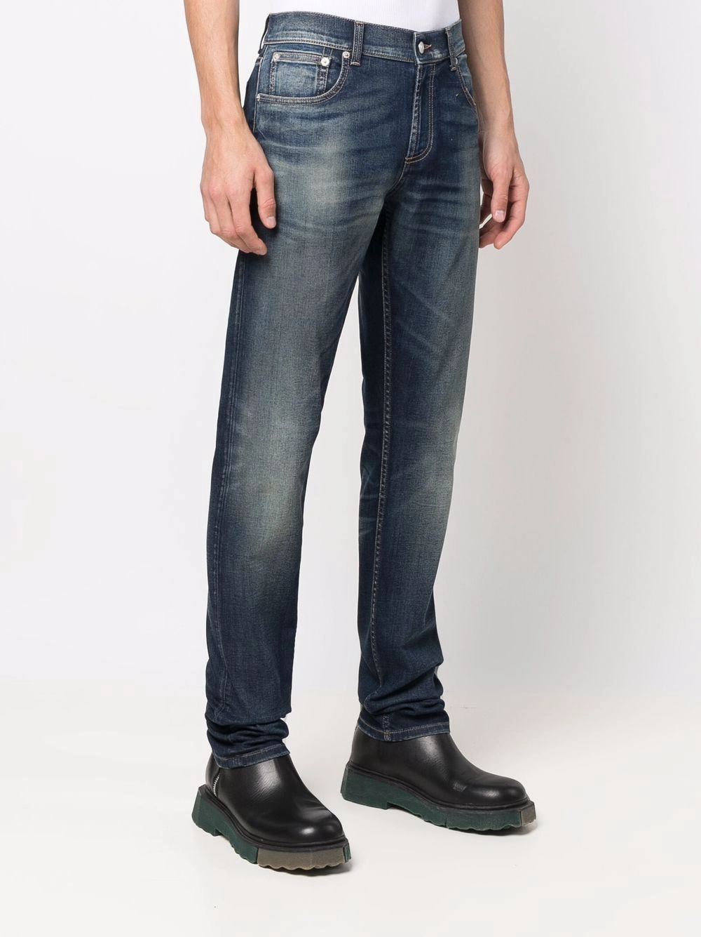 Blue Washed Straight Jeans
